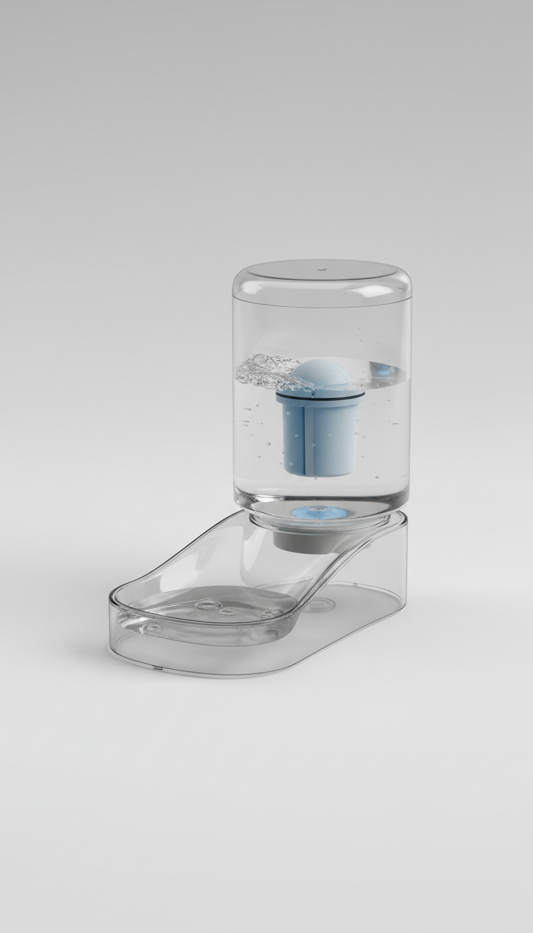 PureFlow Gravity Pet Water Fountain, pearl gray, BPA-free plastic